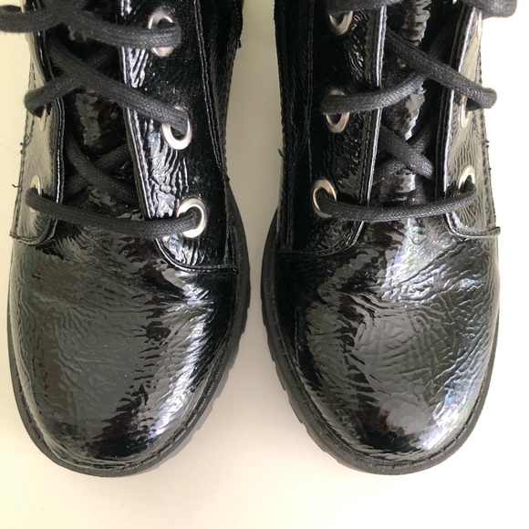 Steve Madden Patent Leather Chunky Platform Combat Moto Boots - Picture 6 of 12